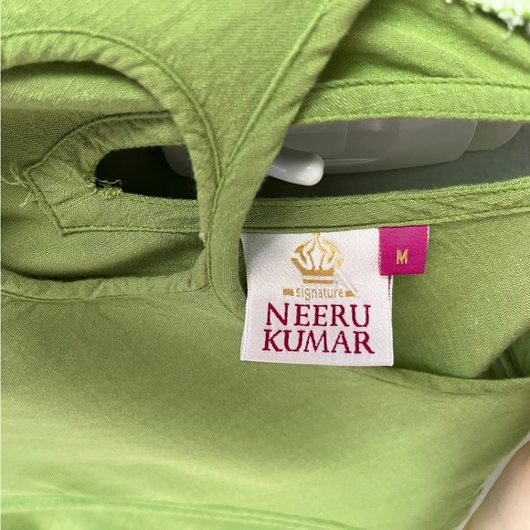 Neeru Kumar Lime Green Graphic Panel Maxi Dress - Picture 4 of 13